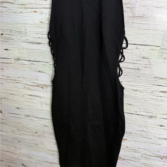 Solemio Black bodycon dress size small cut out collar - Picture 2 of 9